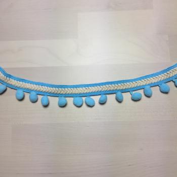 Pompon Borte - Fischgrät - hellblau/natur